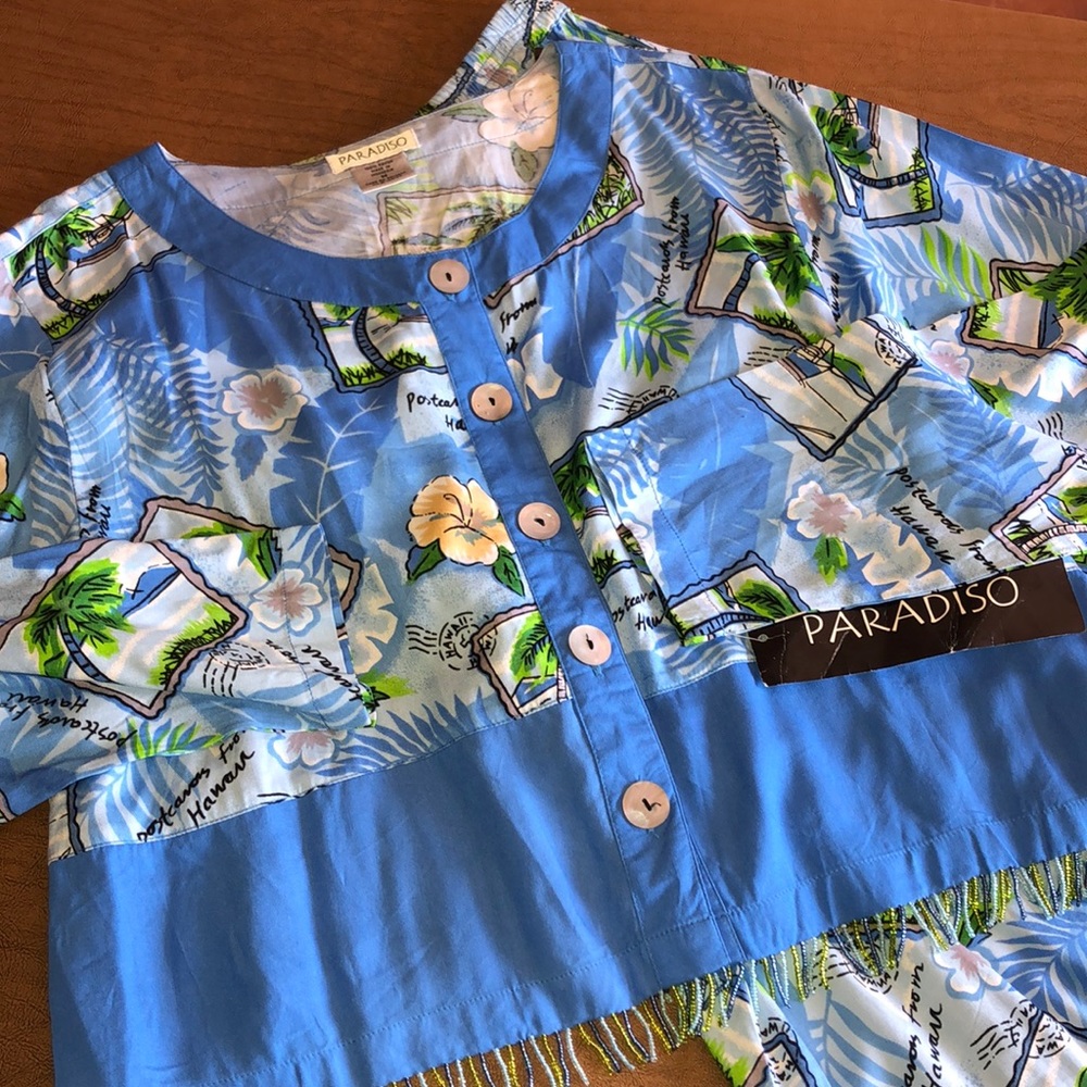 PARADISO Hawaiian Postcard Skirt and Crop Jacket M